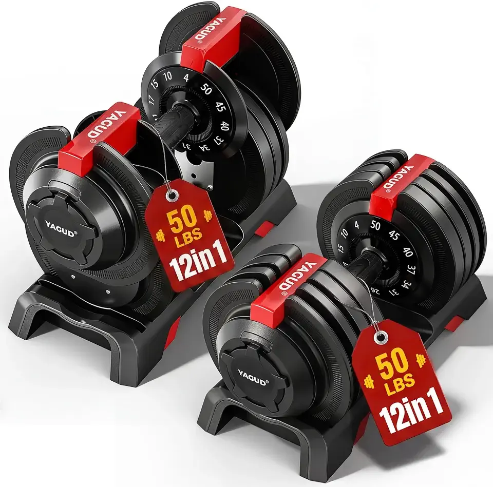 Yagud Adjustable Dumbbell Set, 50/90 lbs Adjustable Weights Dumbbells