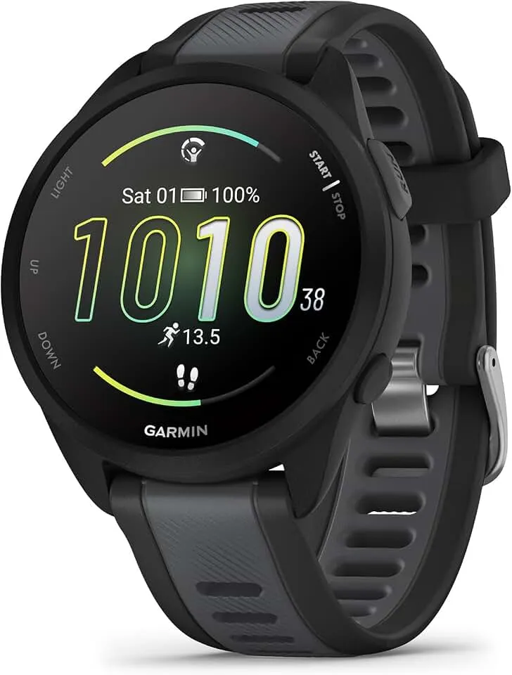 Garmin Forerunner® 165, Running Smartwatch, 43mm, Black | Essential Training & Recovery Features, Built-In GPS for Distance, Pace & Speed, Garmin Coach, Daily Suggested Workouts