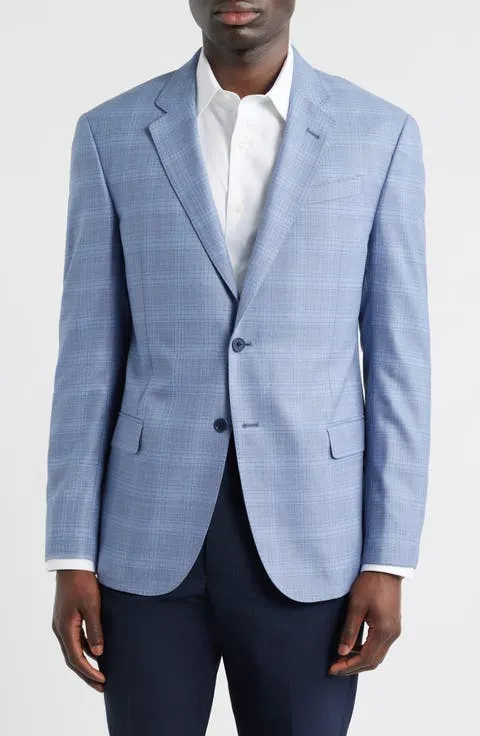 Pale Blue Check Virgin Wool Sport Coat