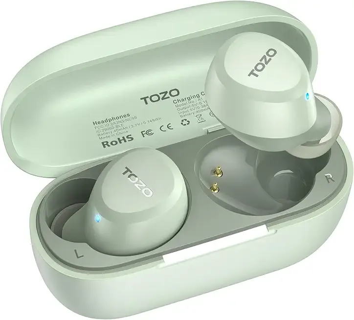 TOZO A1 Wireless Earbuds Bluetooth 5.3 Light Weight in Ear IPX5 Waterproof Headphones 2 Mic for AI Calls, Immersive Premium Sound Bass Headset with Charging Case, 32 Presets EQ Customization via App