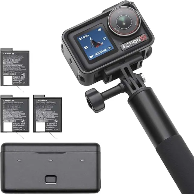 DJI Osmo Action 5 Pro Adventure Combo, Action Camera 4K with 1/1.3" Sensor, 12h Extended Battery Life with 3 Batteries, Stabilization, Dual OLED Touchscreens,…