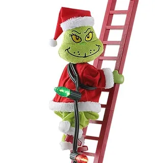 Mr. Christmas 40" Grinch Animated Ladder Climber with LED String Lights