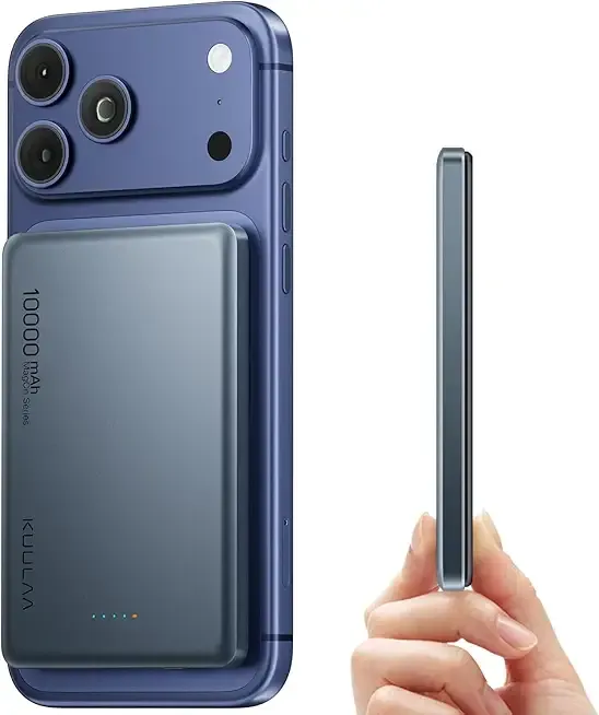 Kuulaa 10000mAh Magnetic Portable Charger Slim Magsafe Battery Pack 0.47'' Power Bank Support USB C PD 20W Fast Charging, Compatible with iPhone air/16/15/14/13/12