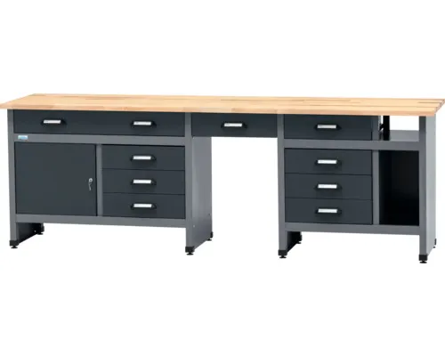 Pracovní stůl Küpper 2400 x 840 x 600 mm 9 zásuvek 1 dvířka antracit šedá