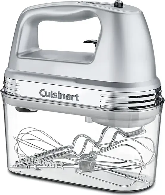 Cuisinart Power Advantage PLUS 9-Speed Hand Mixer, 220W-Motor Hand Blender Electric Mixer with 9 Speed Settings, XL Dishwasher-Safe Beaters, 3 Low Mixing Speeds, Storage Case, HM-90BCS, Brushed Chrome