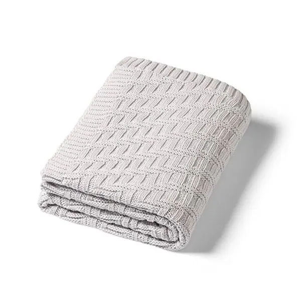 Babyono | Strikket babyteppe Bomull | Grå