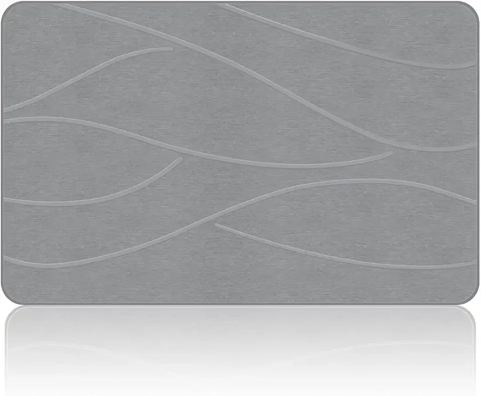 Stone Bath Mat Diatomaceous Earth Shower Mat Non-Slip Super Absorbent Diatomite Stone Bath Mats for Bathroom Floor Quick Drying Natural Easy to Clean(23.6''×15.4" Gray)