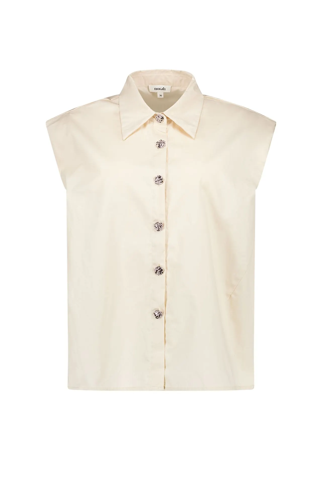 Zandkleurige mouwloze blouse