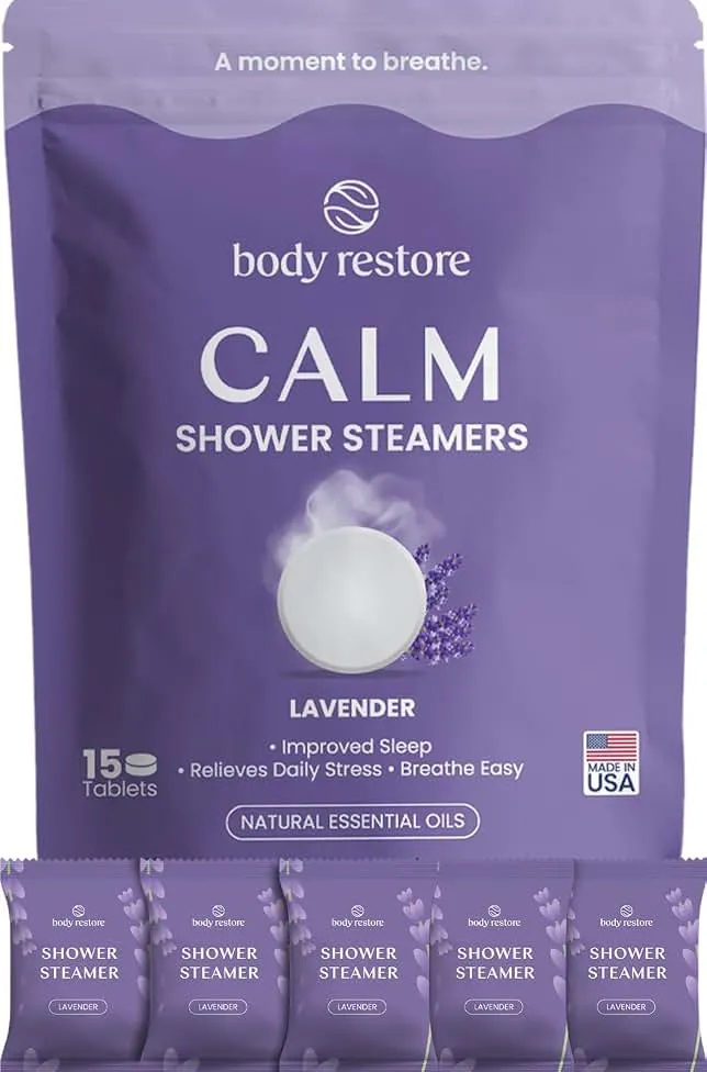 BodyRestore Shower Steamers Aromatherapy, Self Care Gifts, Calm 15 Pack | Birthday Gifts for Women & Men, Spa Relaxation & Stress Relie…