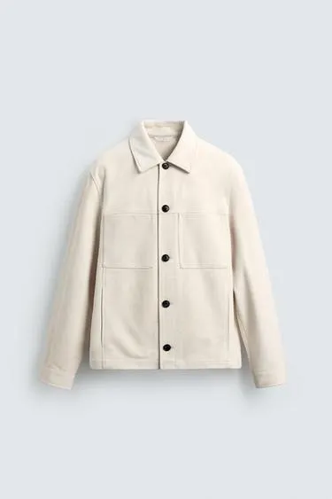 REGULAR FIT FAUX SUEDE OVERSHIRT
