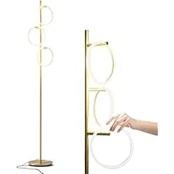 Brightech Saturn Floor Lamp, Great Living Room Decor, Tall Contemporary Standing Tree Light for Offices, Living Rooms, with 3 LED Heads for Bedroom Reading - Gold/Brass