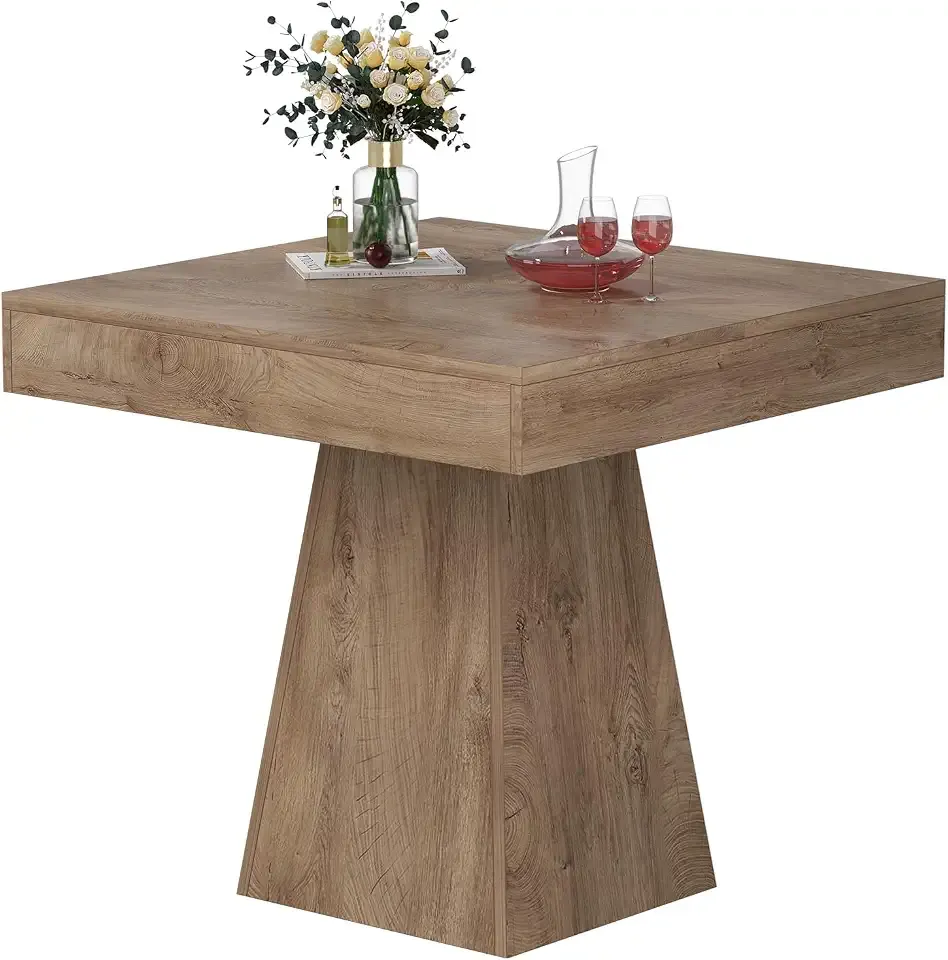Small Dining Table, 31.5-inch Dinner Table for 2-4 People, ​Square Kitchen Table with Load-Bearing Trapezoidal Base, for Home, Dining Room, Small Space, Brown