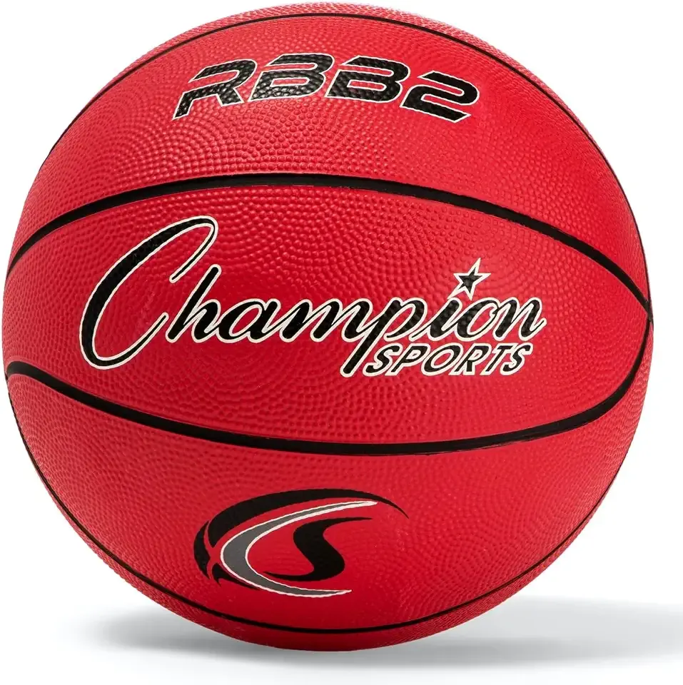 Champion Sports Rubber Basketballs – Durable Indoor & Outdoor Training & Recreational Game Balls, Multiple Sizes & Colors