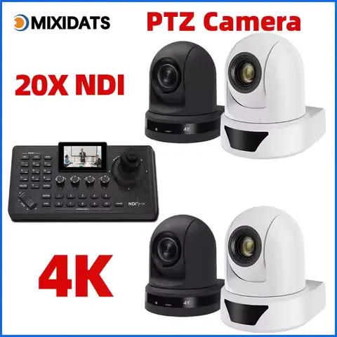 4K NDI PTZ Camera 1-10pcs 20X Zoom Video Conference Camera for Church Business Meeting Optional 1 controller keyboard kit