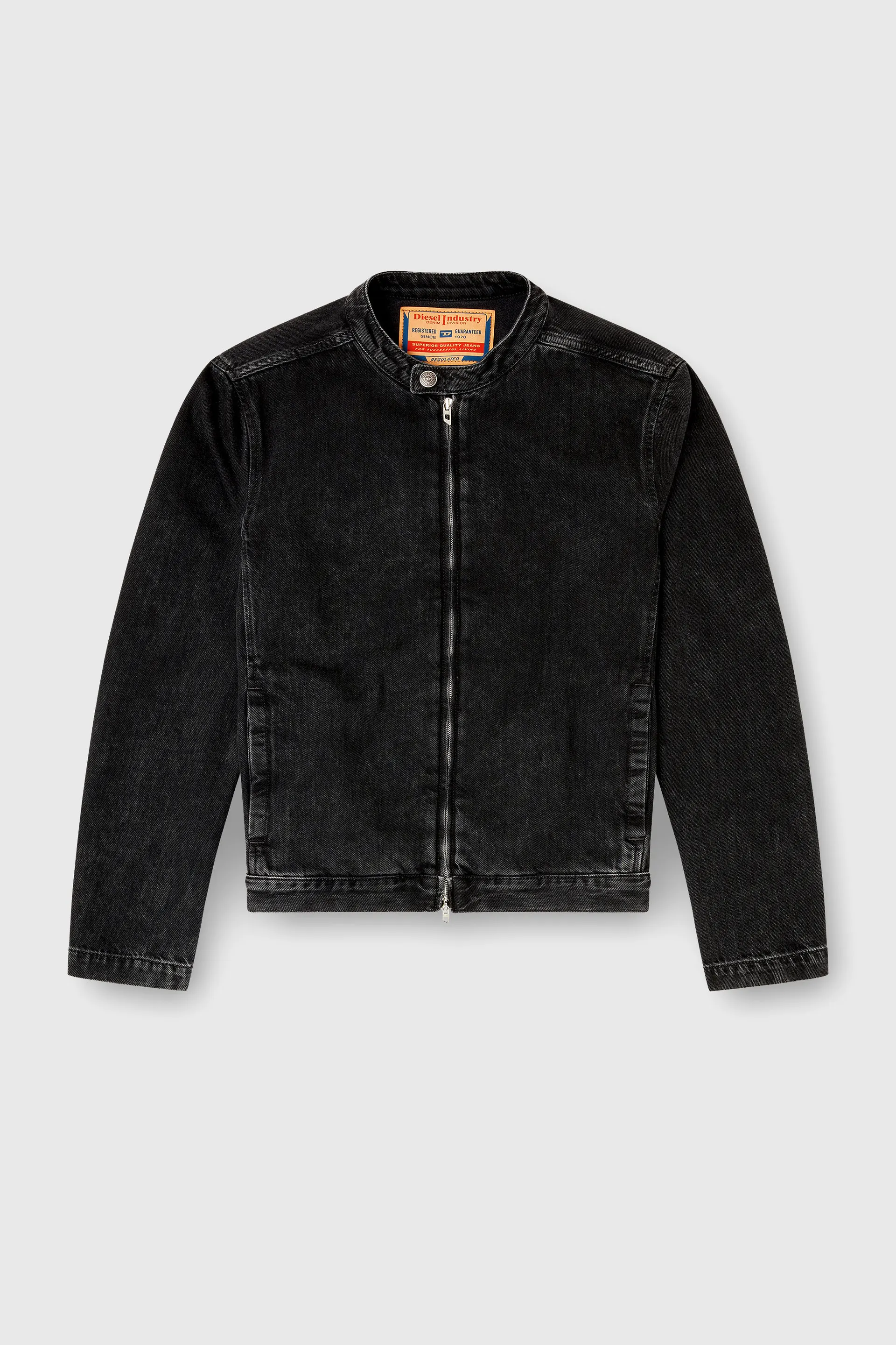 Moto jacket in clean-wash denim