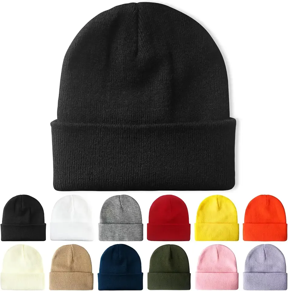 Beanie for Men Women Unisex Knit Cuffed Plain Winter Beanies Hats Skull Cap