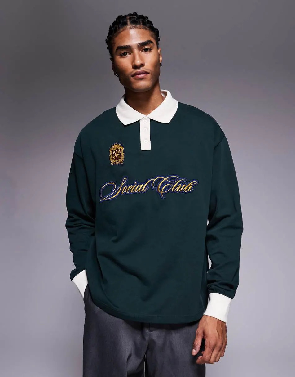 Prohibited knitted logo polo shirt in green