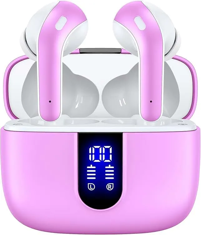 TAGRY Bluetooth Headphones True Wireless Earbuds 60H Playback LED Power Display Earphones with Wireless Charging Case IPX5 Wate…