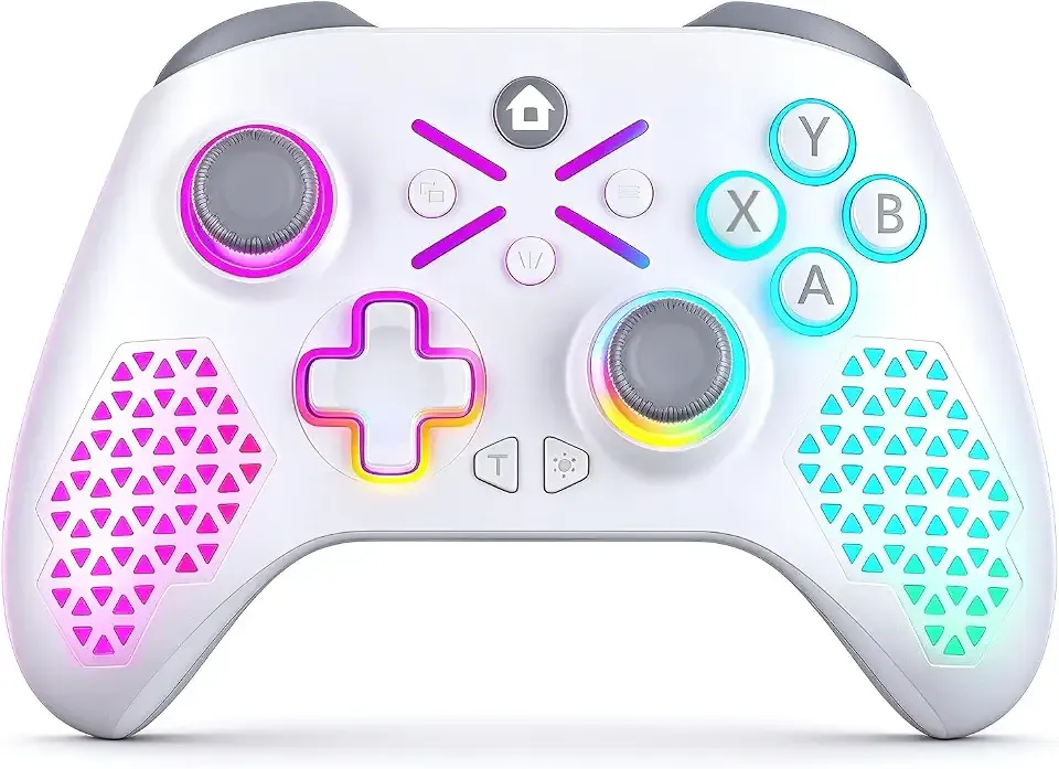 LENISUOLE RGB Wireless Controller for Xbox Series X/S/Xbox One, PC Steam Games, Battery Dual Vibration Turbo Function Macro Function with 2.4GHz Adapter