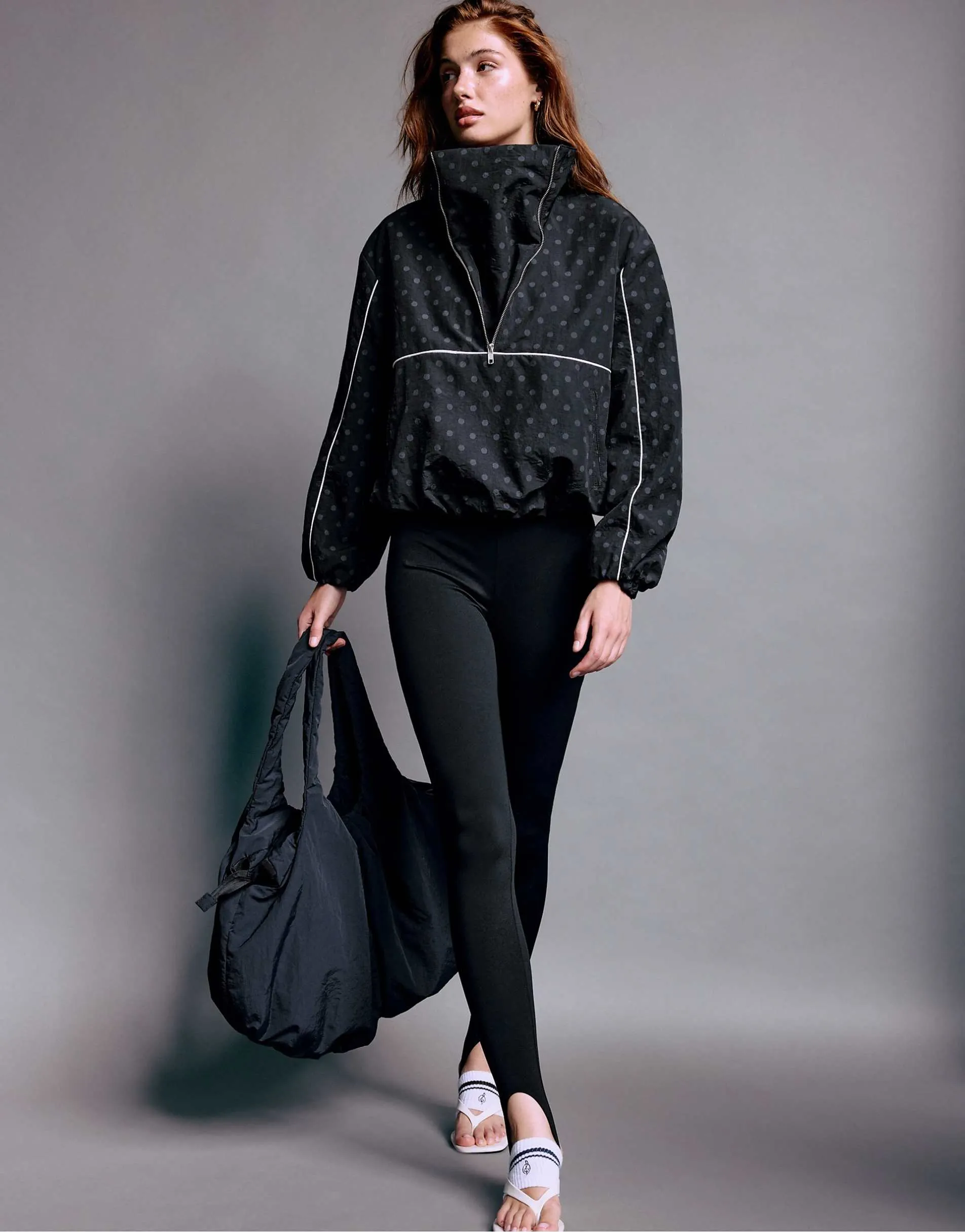 Stradivarius Technical polka dot windbreaker in transparent