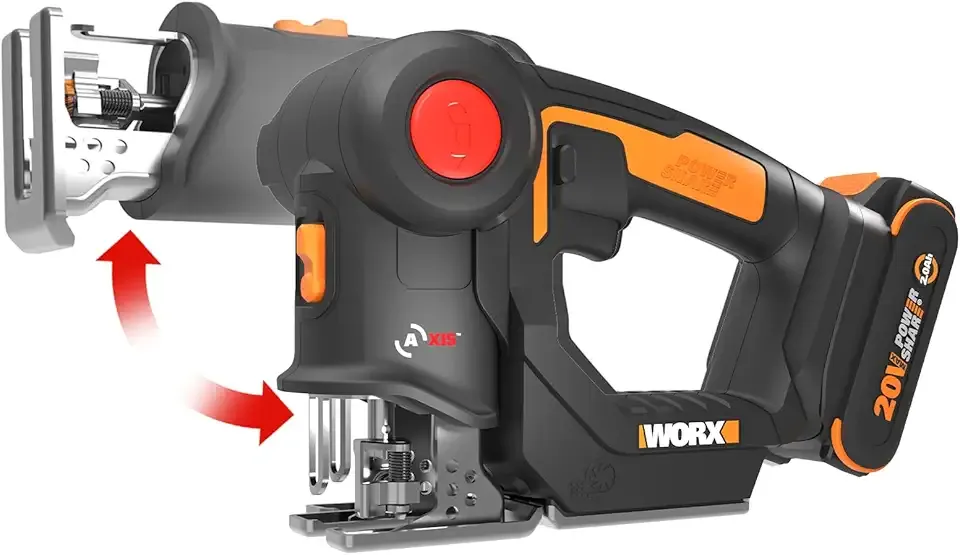 Cordless Reciprocating Saw&Jigsaw, 20V ¾" 2-in-1 Saw, ¾" Stroke Length, 2-in-1 functions, 4 Blades for Different Materials, Compact&Lightweight Design, Battery and Charger Included, PowerShare
