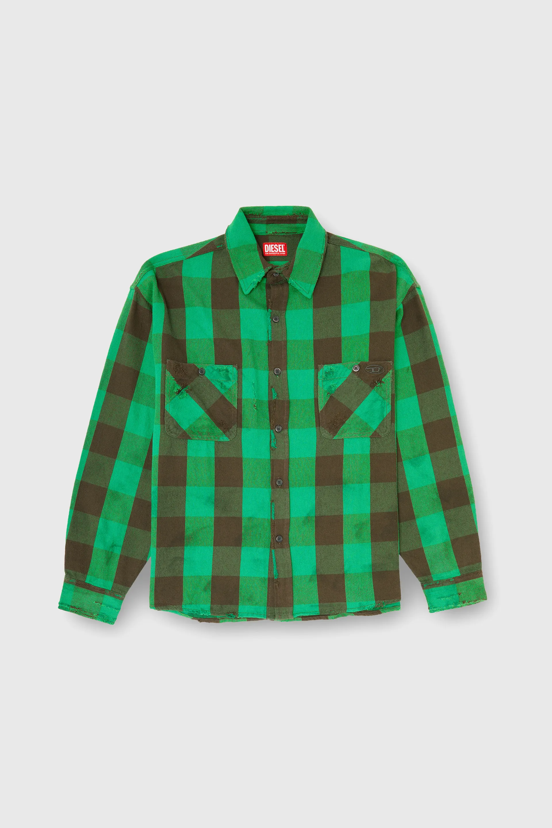Check flannel shirt with distressed effect