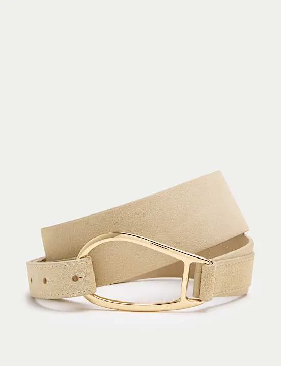 Suede Asymmetric Buckle Waist Belt
