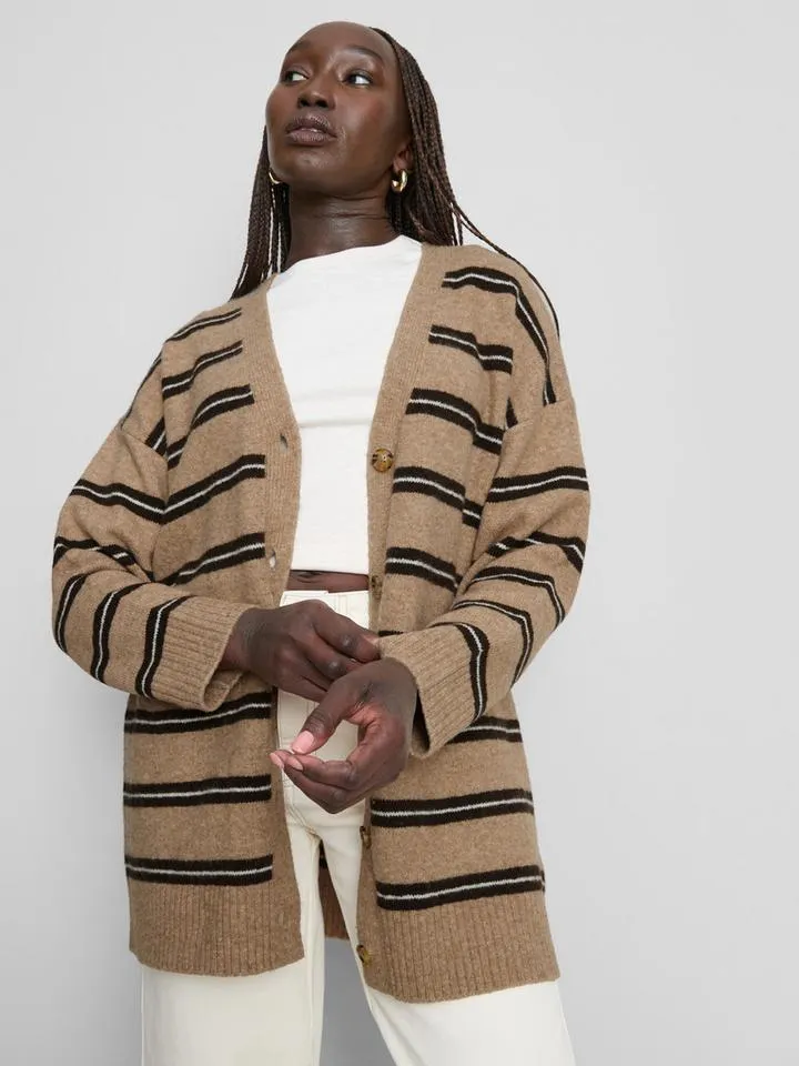 Gilet mi-long à rayures