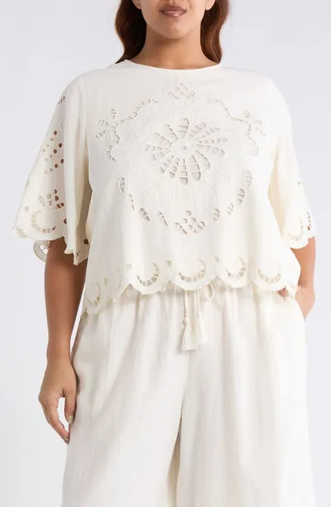 Cutout Linen Blend Top
