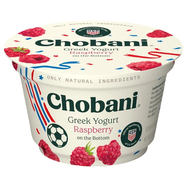 Chobani Nonfat Greek Raspberry on the Bottom Yogurt