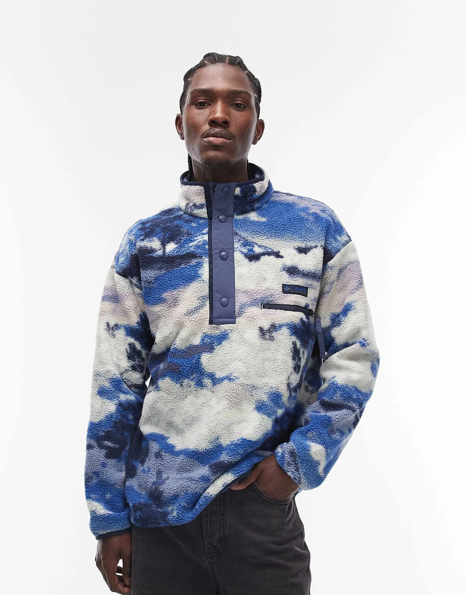 Columbia Helvetia II printed half snap fleece in blue multi