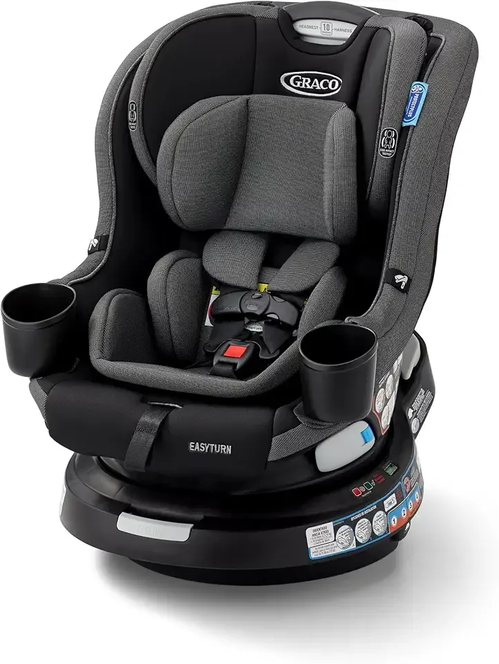 Graco EasyTurn 360 2-in-1 Convertible Car Seat, 360 Degree Rotating Infant to Toddler Rotating Car Seat, 2 Modes Forward and Rear Facing, Slim Design, Cyran