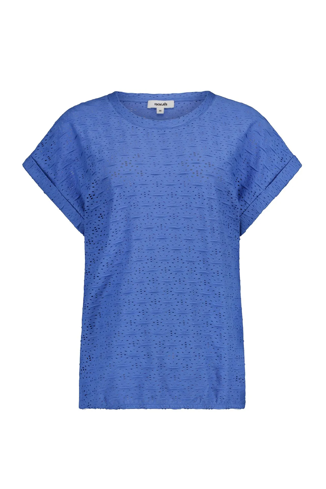 Blauw opengewerkt shirt