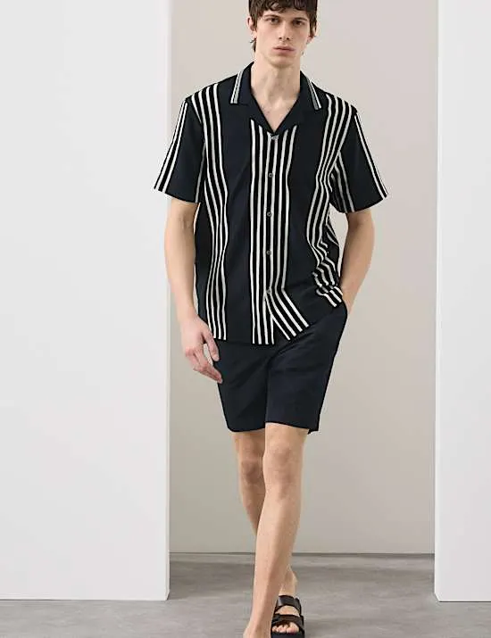 Poloshirt aus reiner Baumwolle mit Strukturmuster und Reverskragen