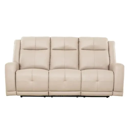 Collins 78 in. Faux Leather Manual Reclining Sofa with Pull Handle in Taupe