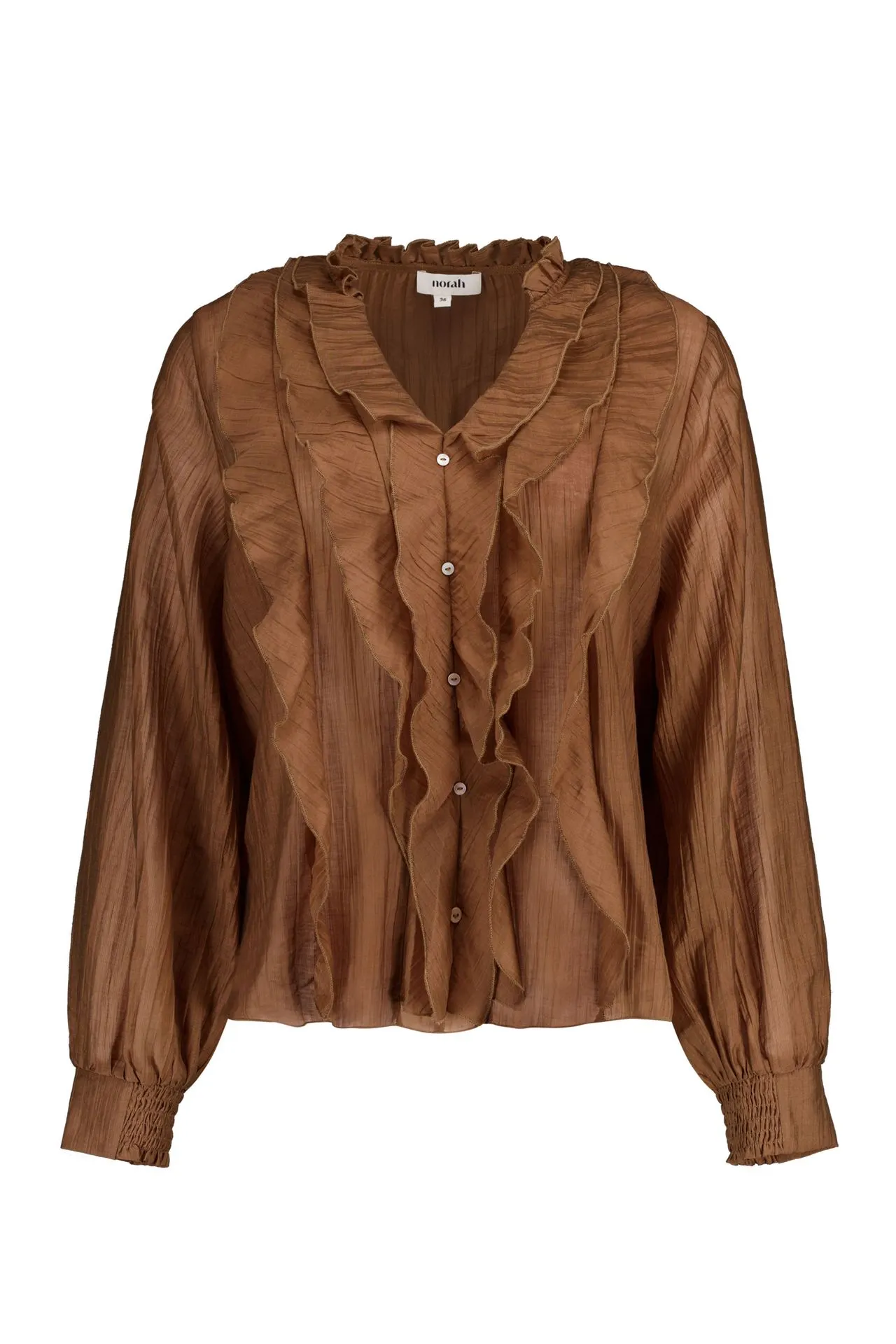 Bruine blouse met ruffles