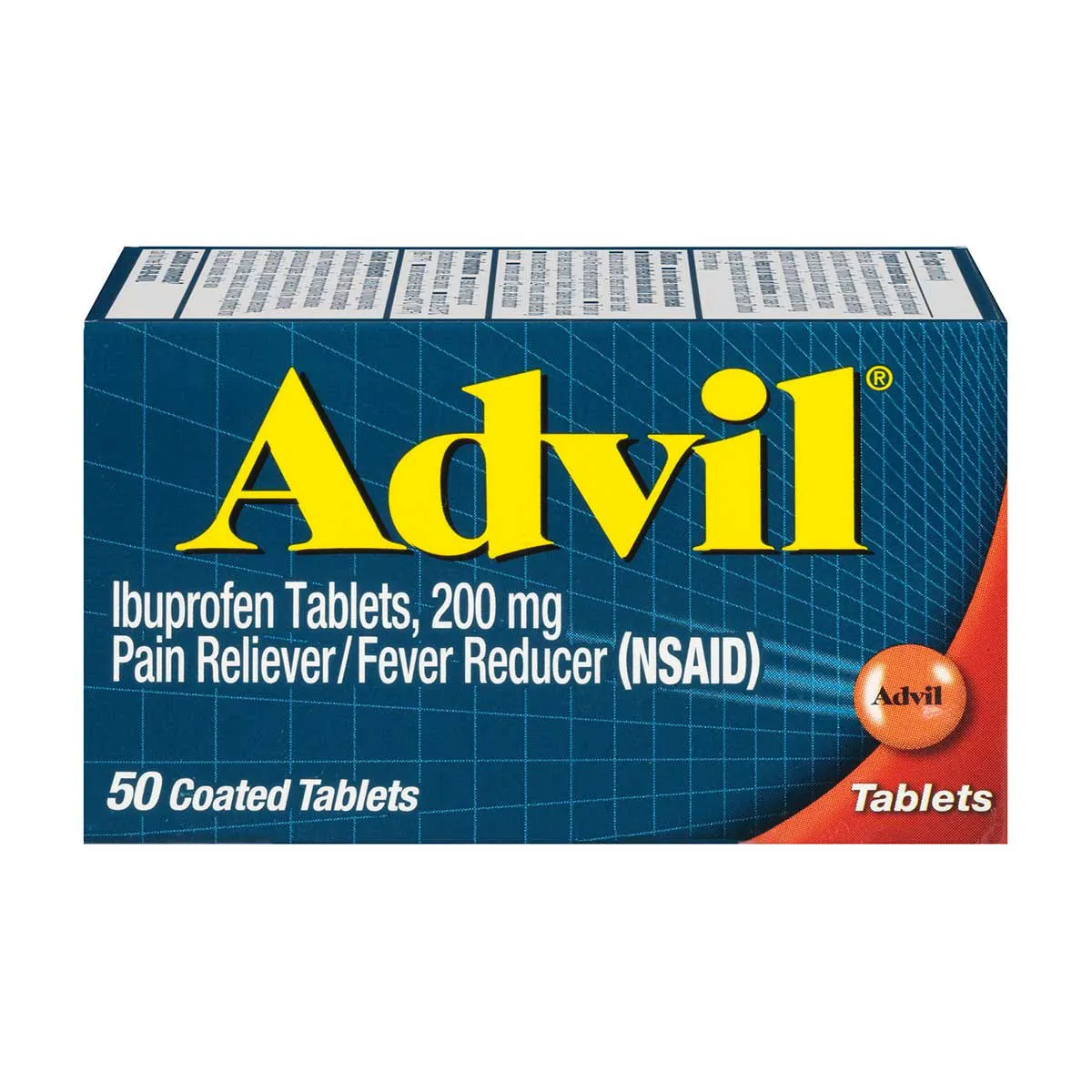 Advil Pain Reliever Fever Reducer, Ibuprofen 200mg Coated Tablets, 50 ct