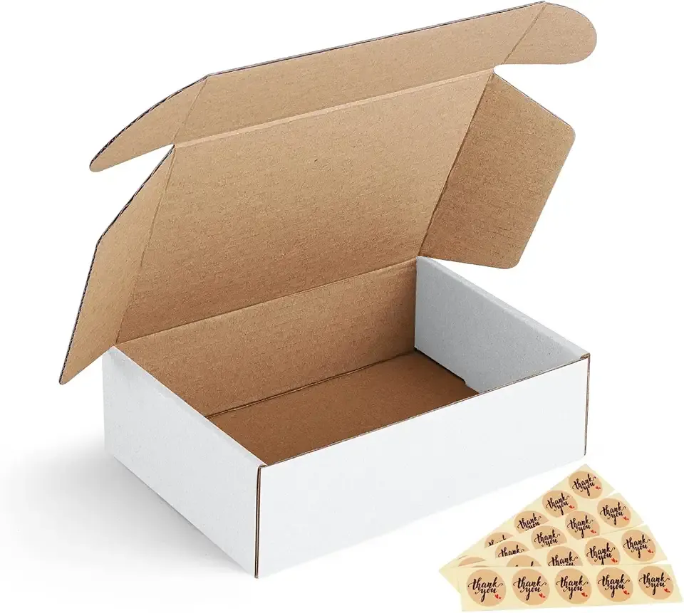 Eupako 7x5x2 Shipping Boxes Small Corrugated Cardboard Box - 25 Pack White Mailing Boxes for Packaging Small Business, Mailer Box