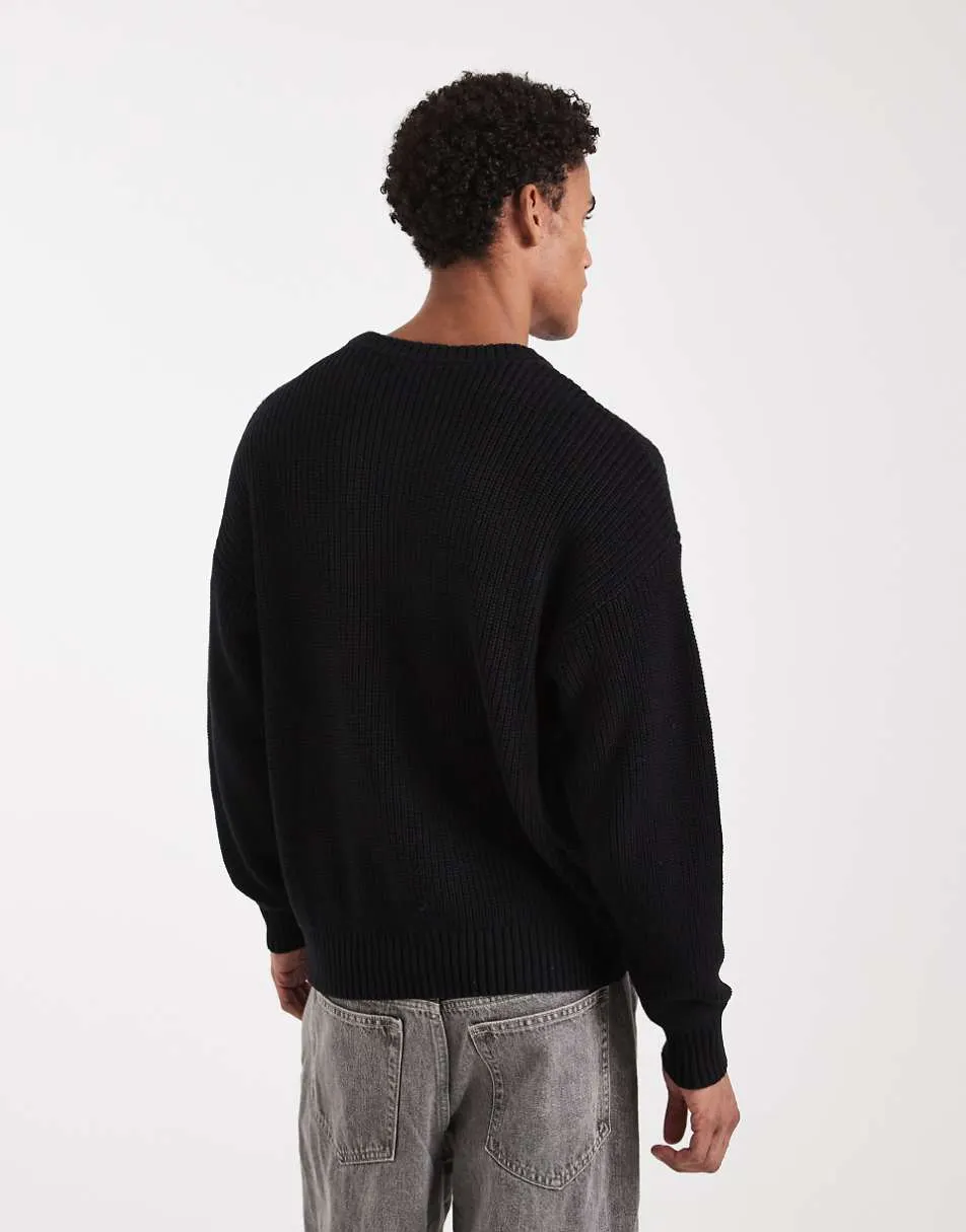 Cotton On box fit crew knit in black