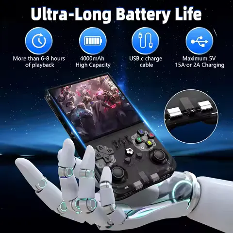 R36 Max Console Handheld Game Players 4inch IPS Screen Open Source Console Retro Pocket Video Player 64G/128G Up to 22000+ Games