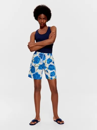Blue Floral 100% Cotton Judy Short