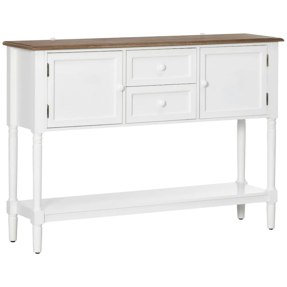 HOMCOM Retro Console Table W/ 2 Drawers Vintage Sofa Table for Hallway White
