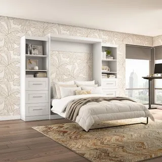 Boutique Queen Murphy Bed and 2 Shelving Units with Drawers