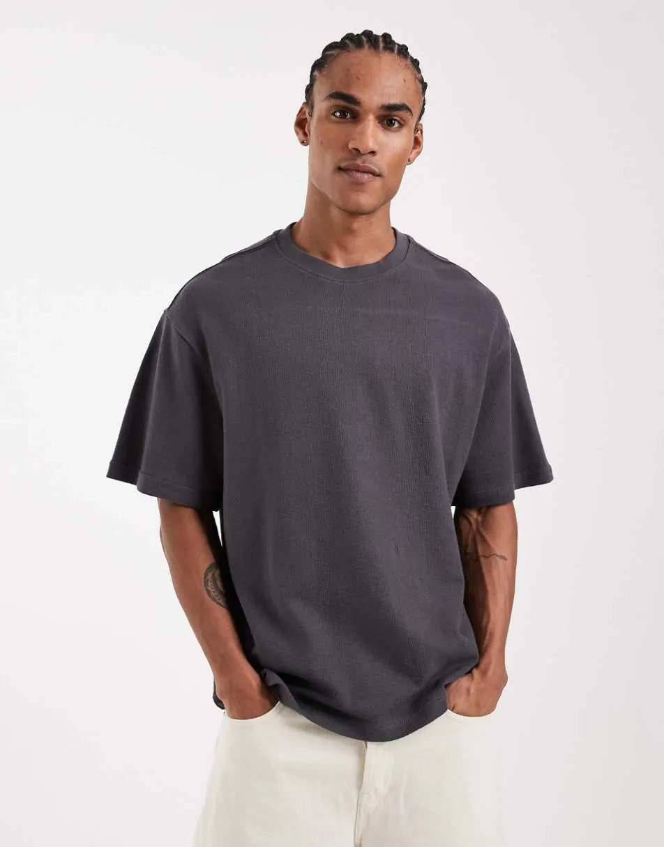 ONLY & SONS structured oversized t-shirt in charcoal grey