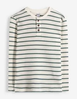 Maglia a manica lunga - A nido d'ape - Bianco sporco