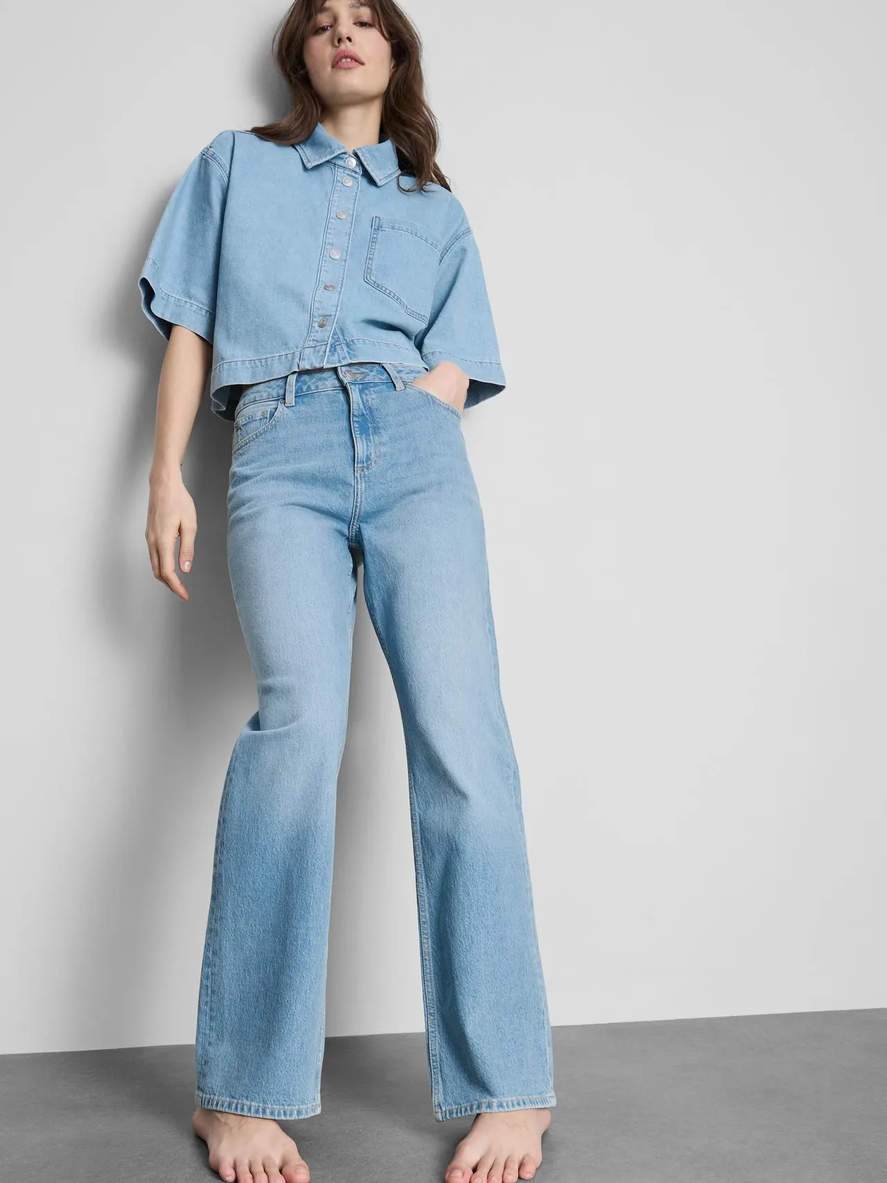Jean droit en denim de coton