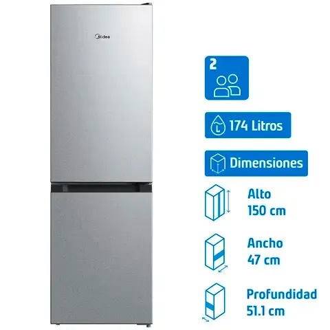 Refrigerador Bottom Freezer Frío Directo 174 Litros Inox MDRB241FGE50M