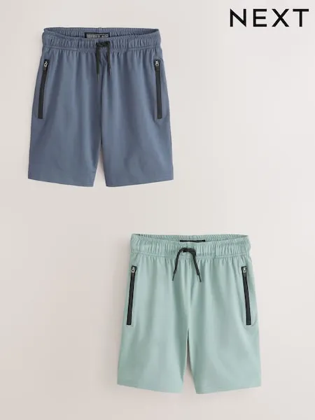 Green/Blue Light Weight Sports Shorts 2 Pack (3-17yrs)