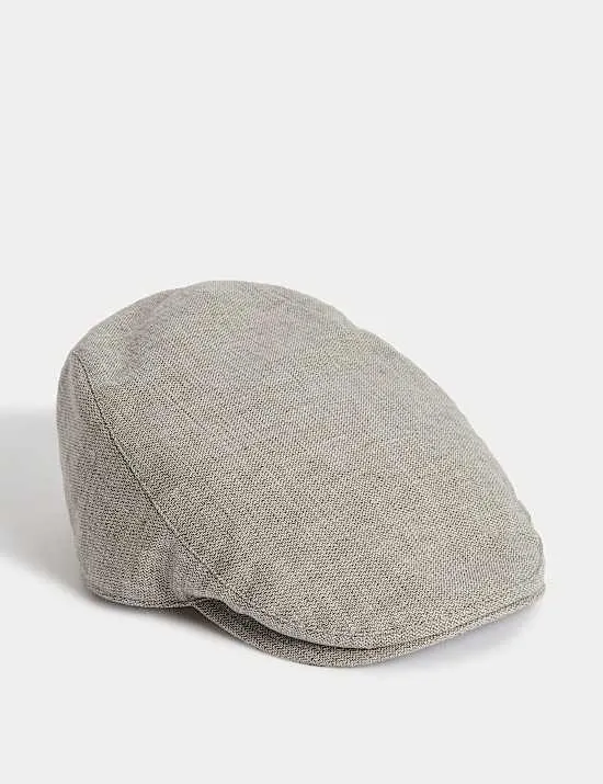 Linen Rich Textured Flat Cap
