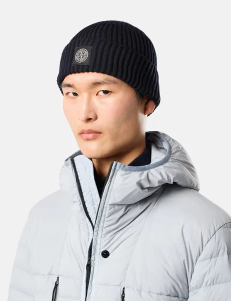 N100002 Ribbed Wool Beanie Navy Blue